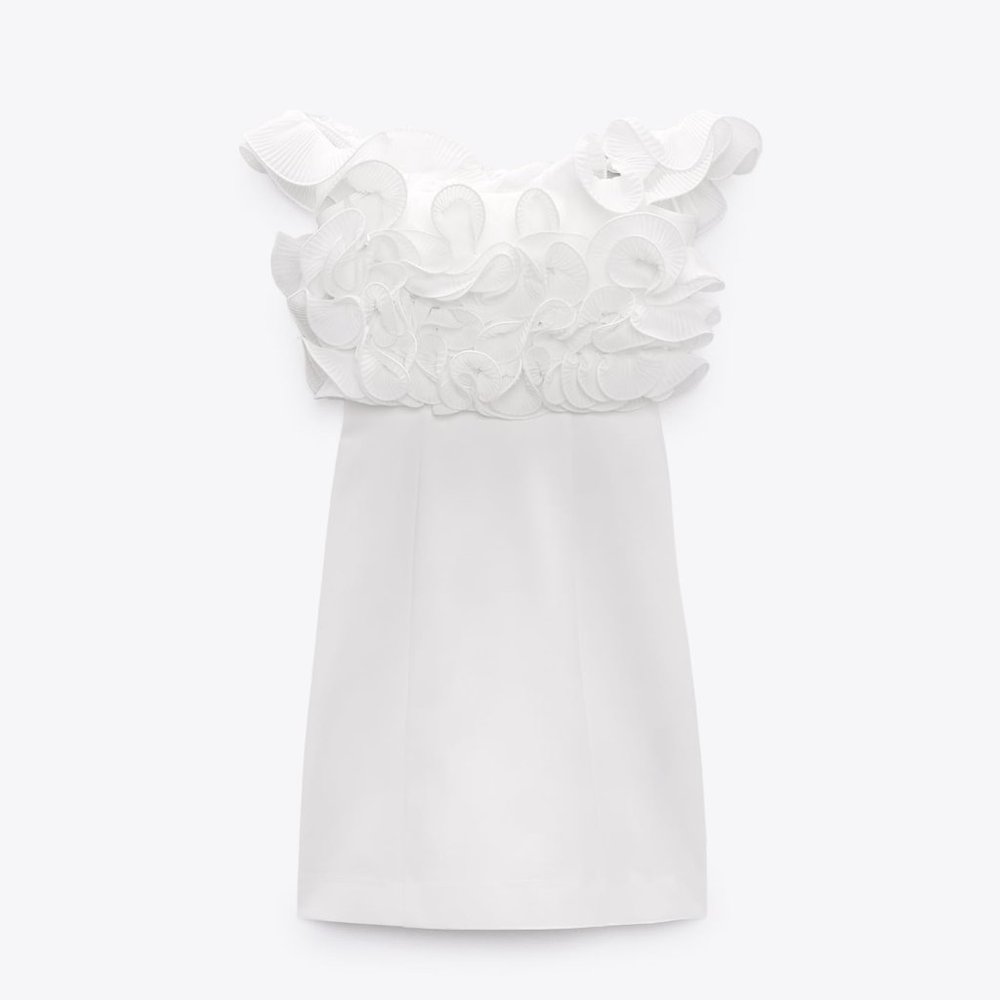 Zara Pleated Ruffle Mini Dress - Picture 6 of 13